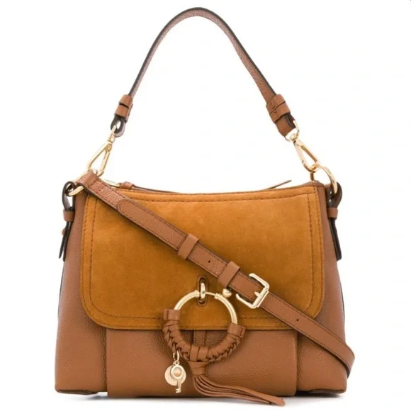 SEE BY CHLOE Joan Shoulder Bag Leather Suede Shoulder Crossbody Strap O-Ring